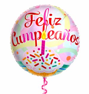Globo Feliz Cumplaños con cupcake para desayunos a domicilio sorpresa